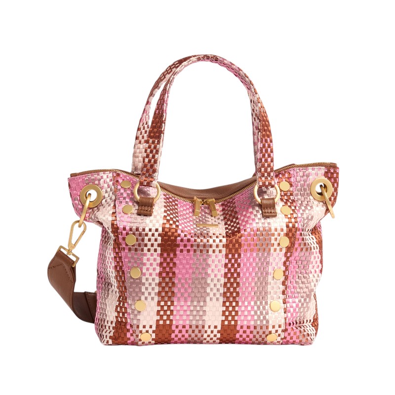 Hammitt Daniel Medium Shoulder Bag, Ribbon Weave and Brushed Gold Hardware