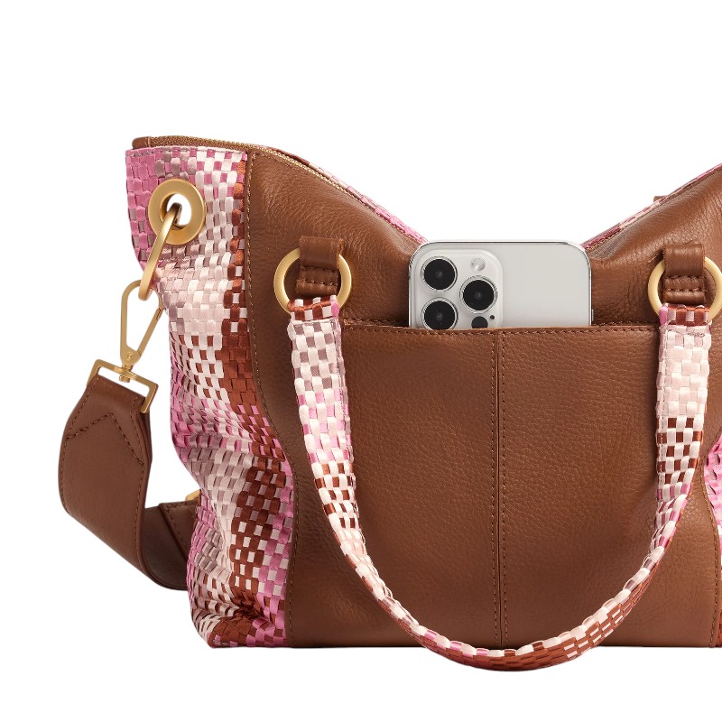 Hammitt Daniel Medium Shoulder Bag, Ribbon Weave and Brushed Gold Hardware