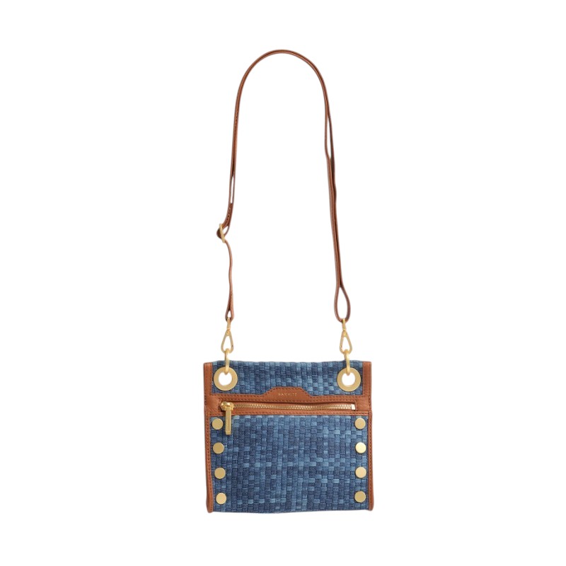 Hammitt Tony Small Crossbody Bag, Mosaic Denim and Brushed Gold Hardware