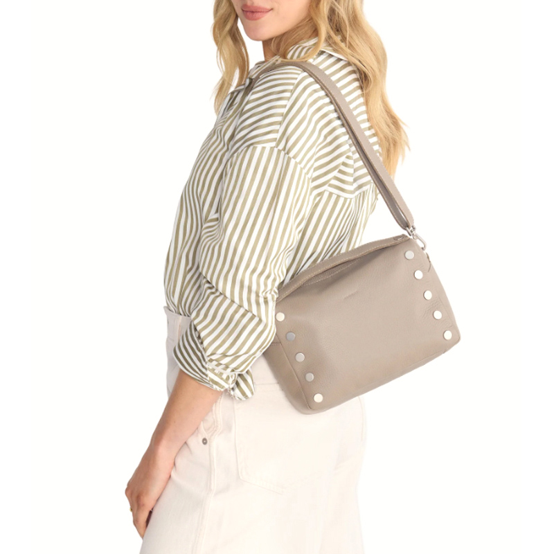 Hammitt Evan Medium Crossbody, Pewter Pebble and Brushed Silver Hardware