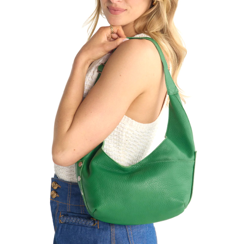Hammitt Tom Zip Medium Shoulder Bag, Lime  Zest and Brushed Silver Hardware