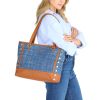 Hammitt Andersen Revival Top Handle Bag, Mosaic Denim and Brushed Gold Hardware