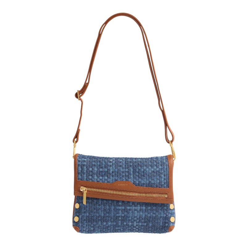 Hammitt VIP Medium Crossbody, Mosaic Denim and Brushed Gold Hardware