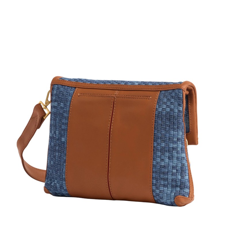 Hammitt VIP Medium Crossbody, Mosaic Denim and Brushed Gold Hardware