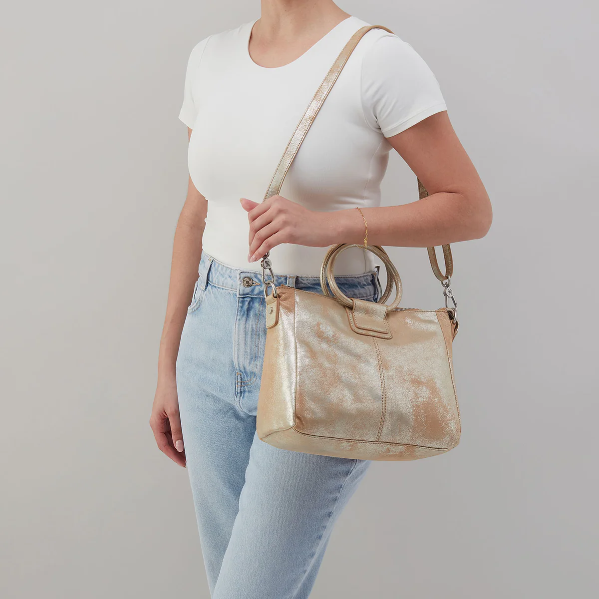 HOBO Sheil Medium Satchel Crossbody Bag, Saddle Stardust