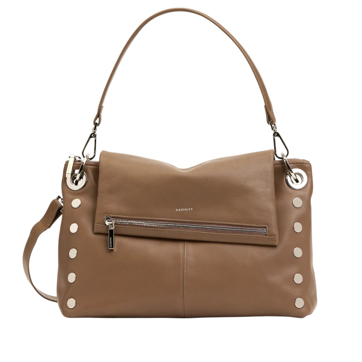 Hammitt VIP Grand Shoulder Bag, Dune and Silver Hardware