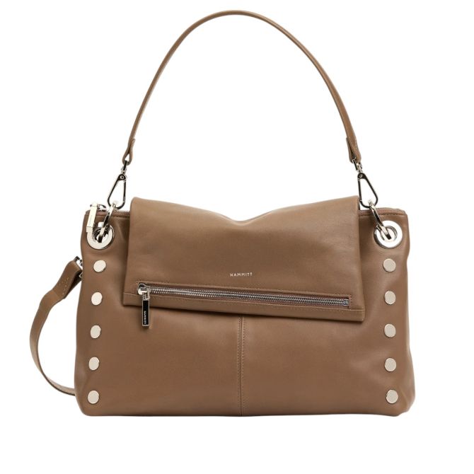 Hammitt VIP Grand Shoulder Bag, Dune and Silver Hardware