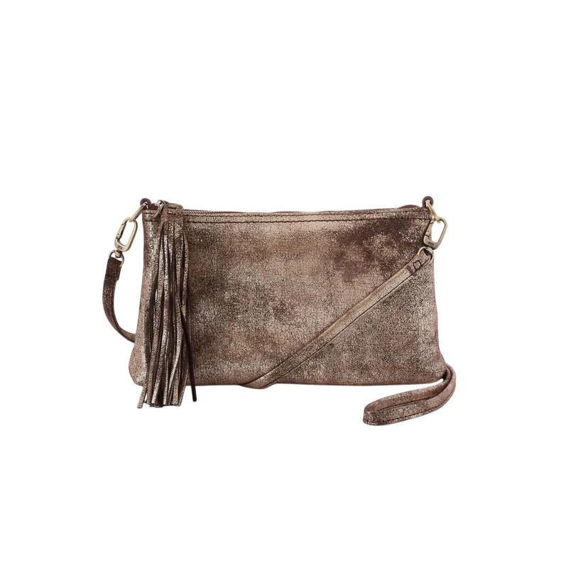 HOBO Darcy Crossbody, Cocoa Platinum Metallic Leathe r