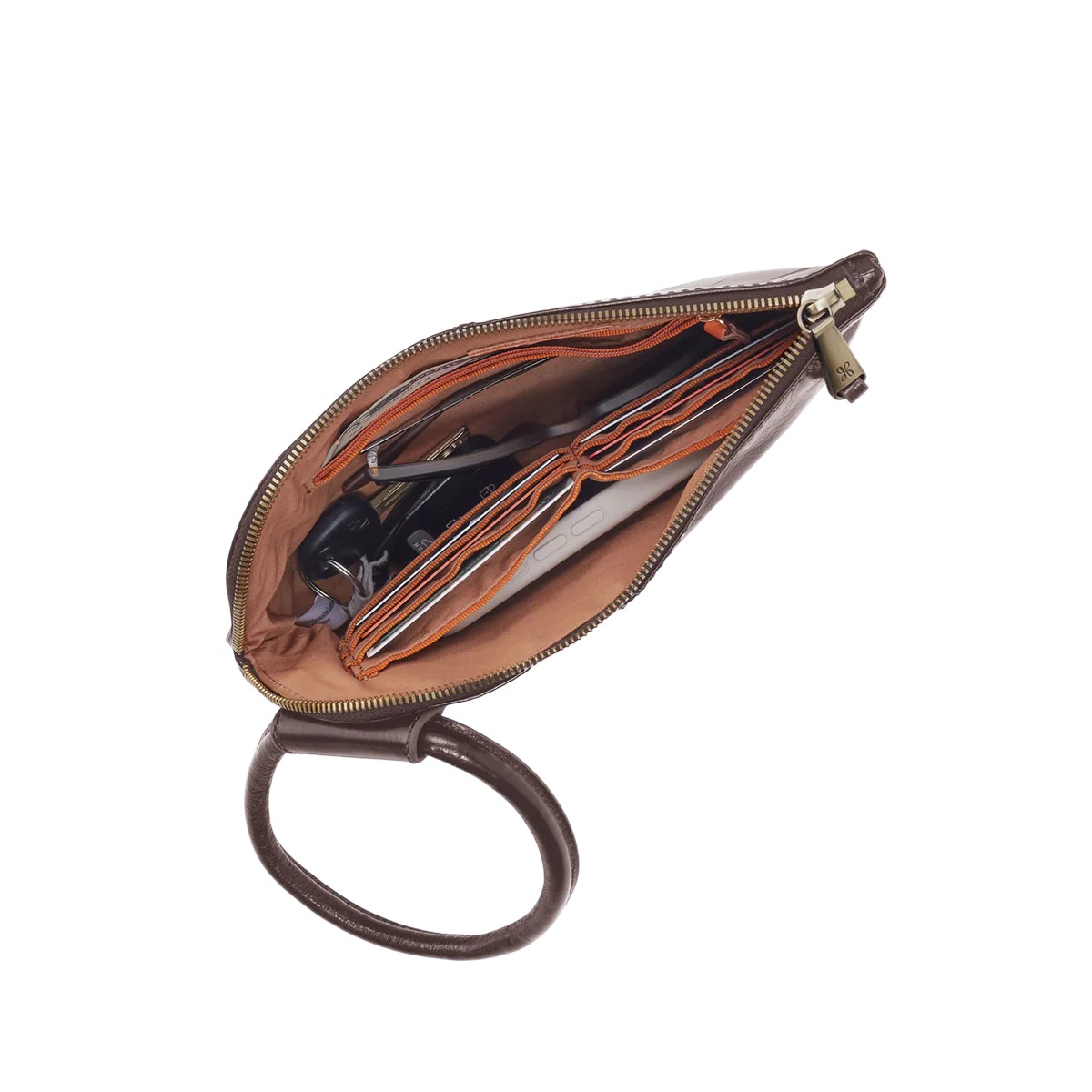 HOBO Sable Wristlet, Hearthstone Polished Leather