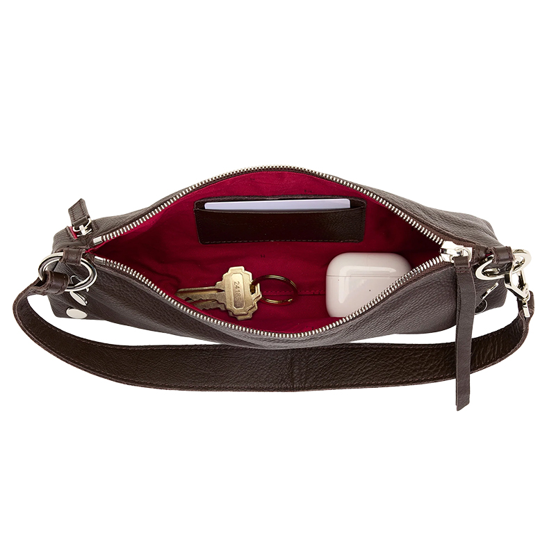 Hammitt Kyle Small Shoulder Bag, Espresso Pebble and Silver Hardware