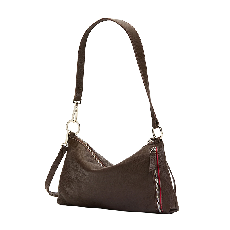 Hammitt Kyle Small Shoulder Bag, Espresso Pebble and Silver Hardware