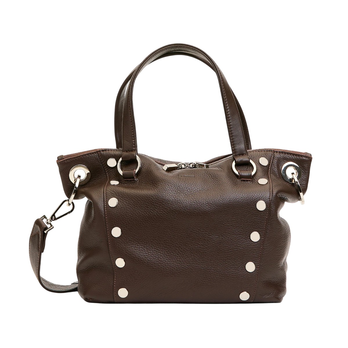 Hammitt Daniel Medium Shoulder Bag, Espresso Pebble and Silver Hardware