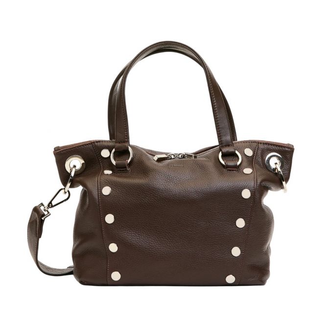 Hammitt Daniel Medium Shoulder Bag, Espresso Pebble and Silver Hardware