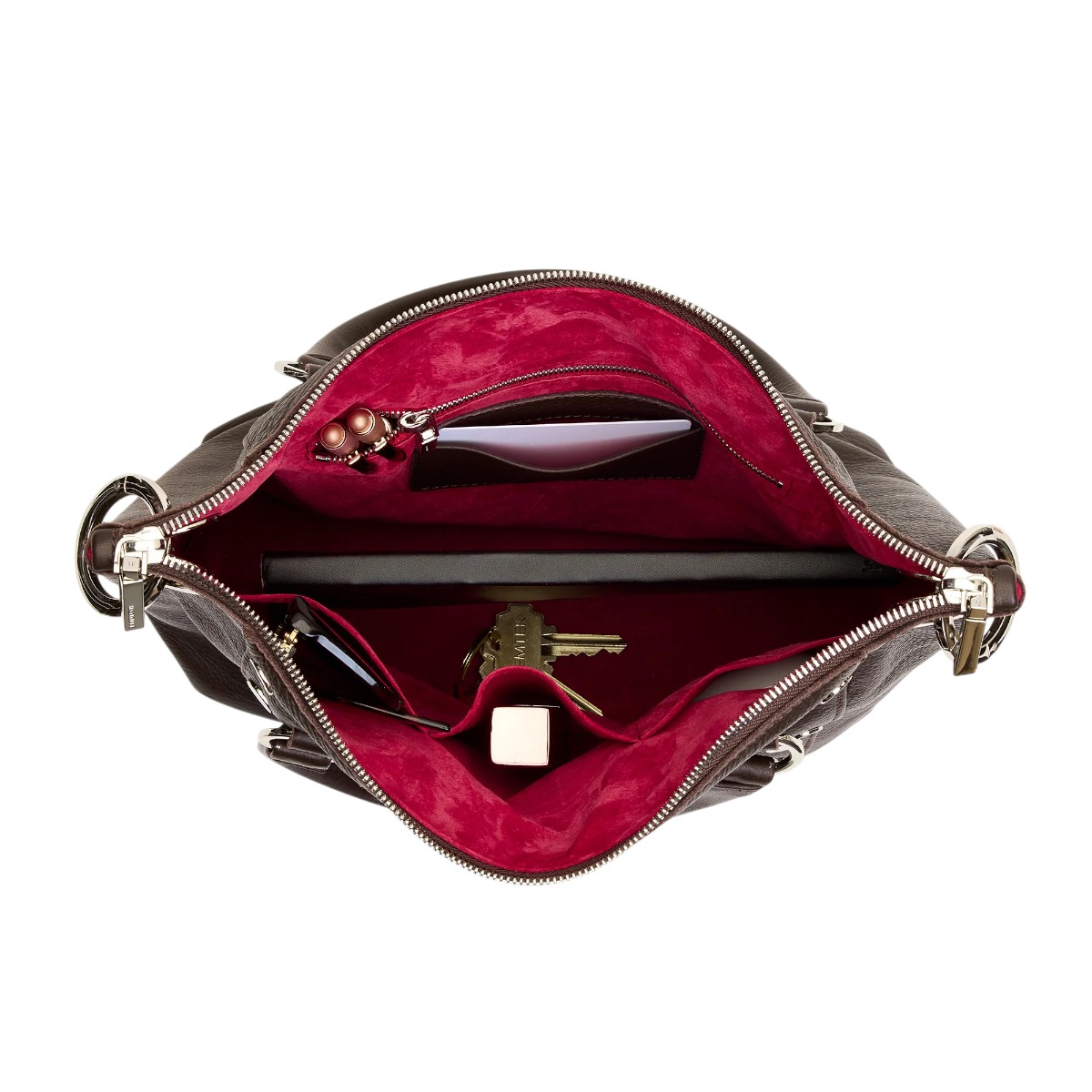 Hammitt Daniel Medium Shoulder Bag, Espresso Pebble and Silver Hardware