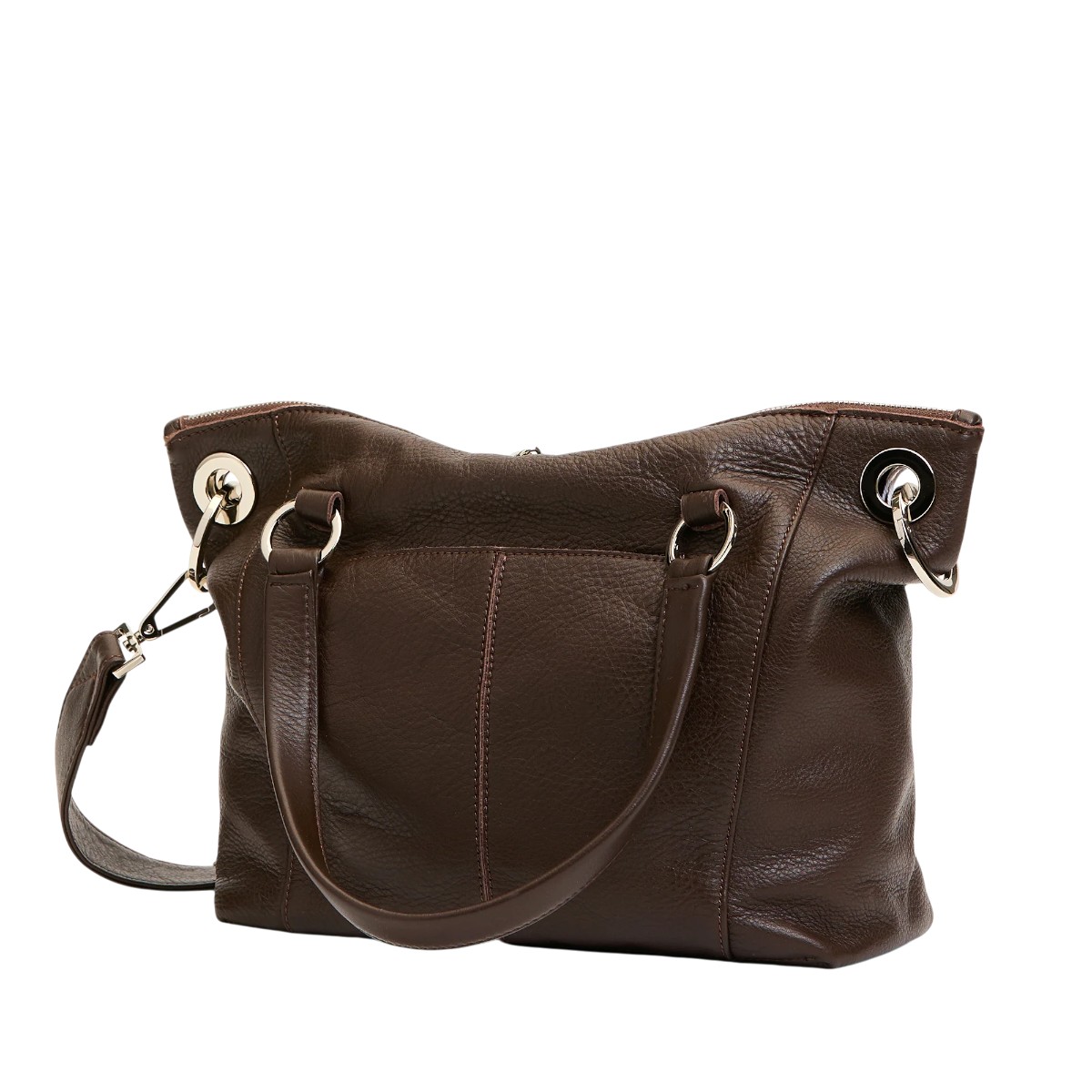 Hammitt Daniel Medium Shoulder Bag, Espresso Pebble and Silver Hardware