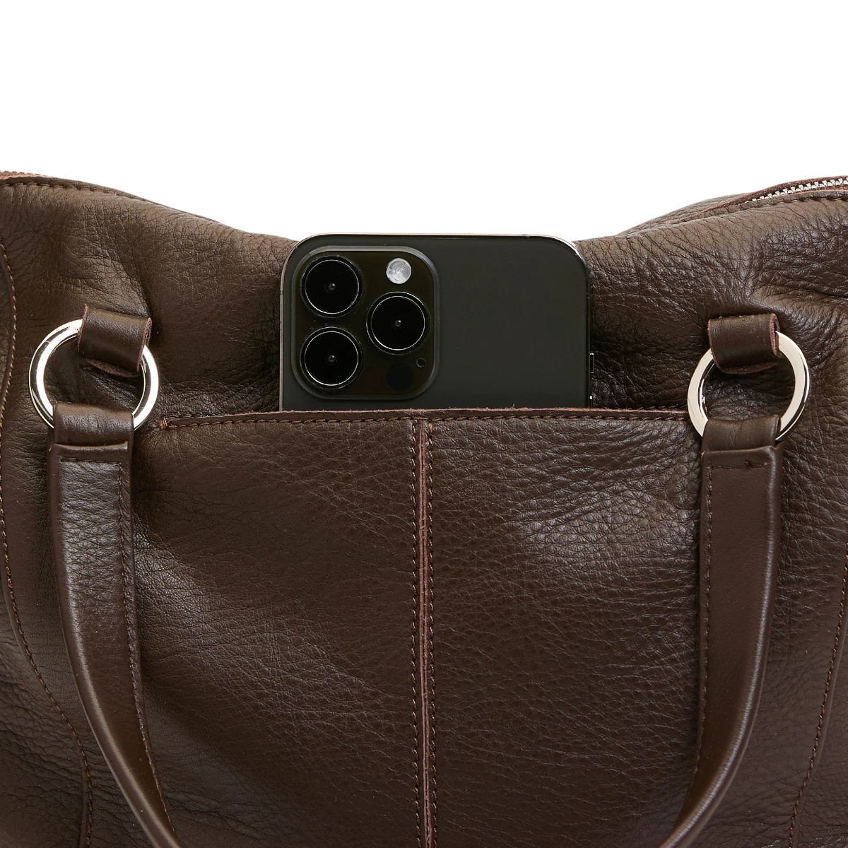 Hammitt Daniel Medium Shoulder Bag, Espresso Pebble and Silver Hardware