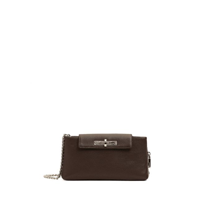 Hammitt Charlette Small Crossbody, Espresso Pebble and Silver Hardware