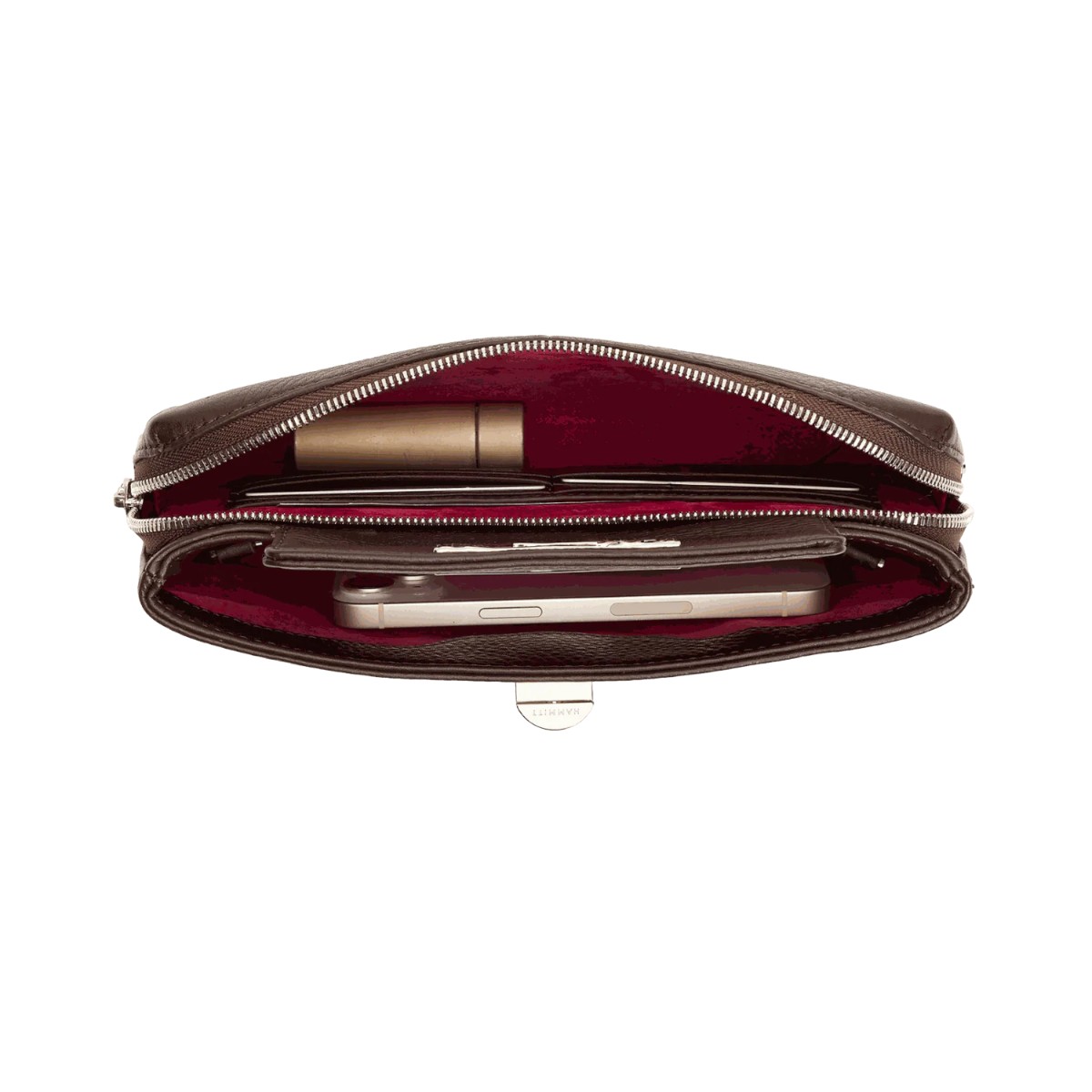 Hammitt Charlette Small Crossbody, Espresso Pebble and Silver Hardware