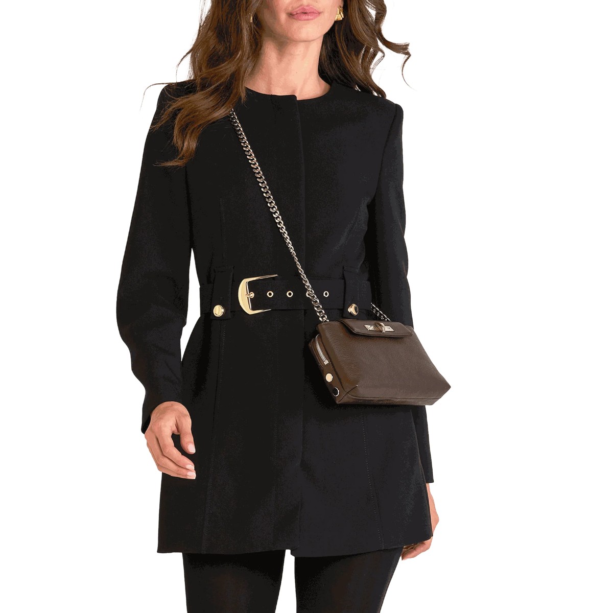 Hammitt Charlette Small Crossbody, Espresso Pebble and Silver Hardware