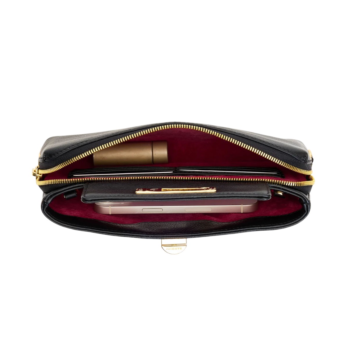 Hammitt Charlotte Small Crossbody Clutch, Black and Yellow Gold Tone Hardware