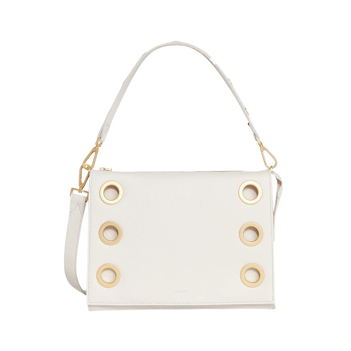 Hammitt Montana Large Clutch Bag, Calla Lily White and Brushed Yellow Gold Tone Hardware