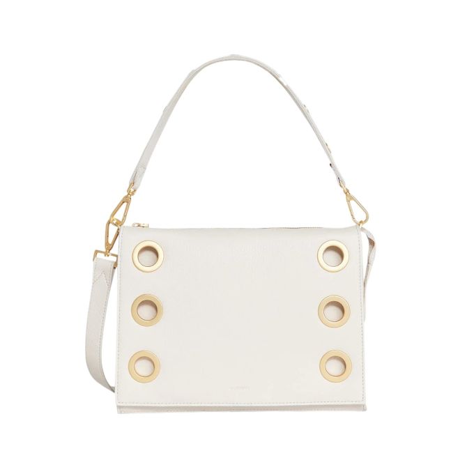 Hammitt Montana Large Clutch Bag, Calla Lily White and Brushed Yellow Gold Tone Hardware