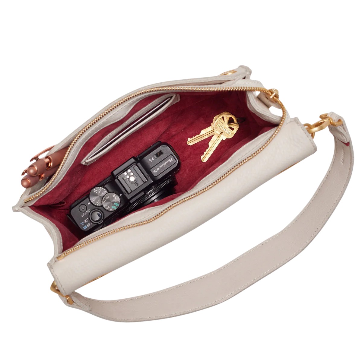 Hammitt Montana Large Clutch Bag, Calla Lily White and Brushed Yellow Gold Tone Hardware