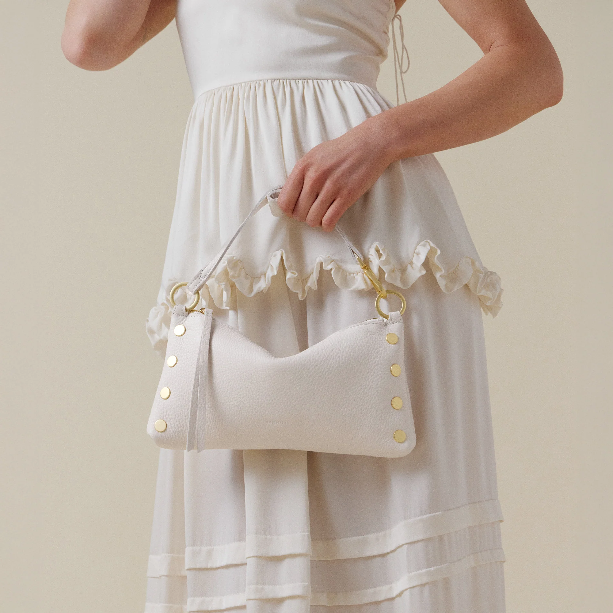 Hammitt Kyle Small Shoulder Bag, Calla Lily White and Brushed Yellow Gold Tone Hardware