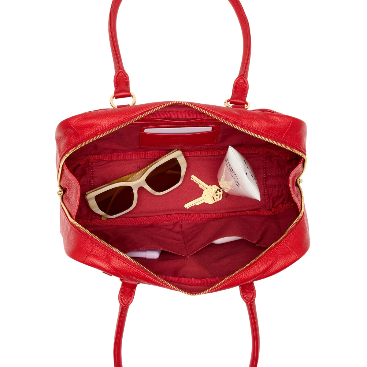 Hammitt Meredith Medium Top Handle Bag, Chili Red and Yellow Gold Tone Hardware