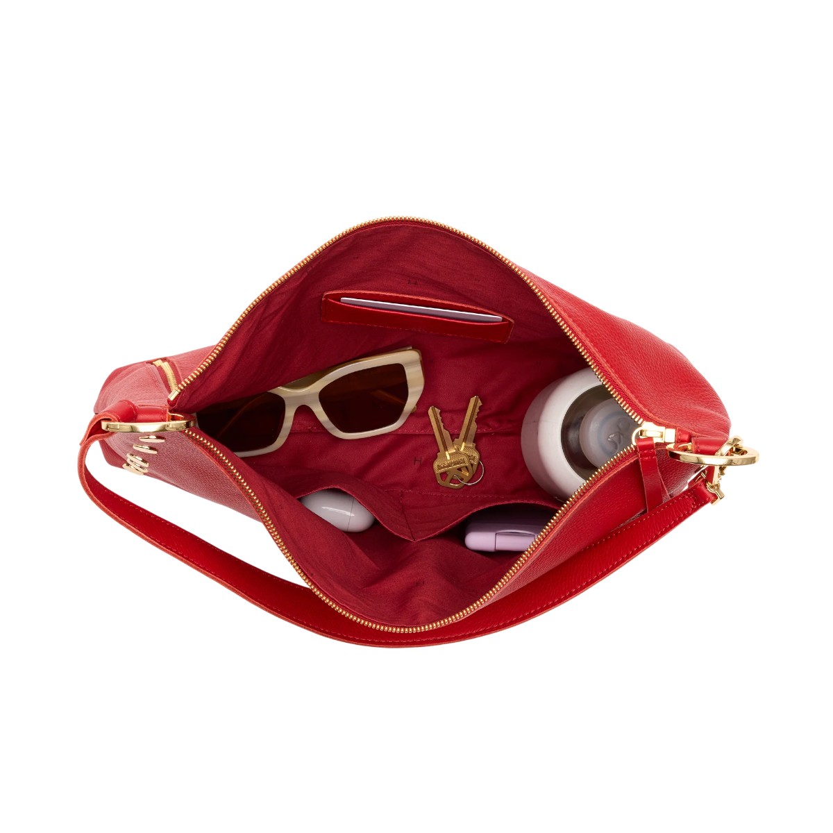 Hammitt Kyle Large Shoulder Bag, Chili Red and Yellow Gold Tone Hardware