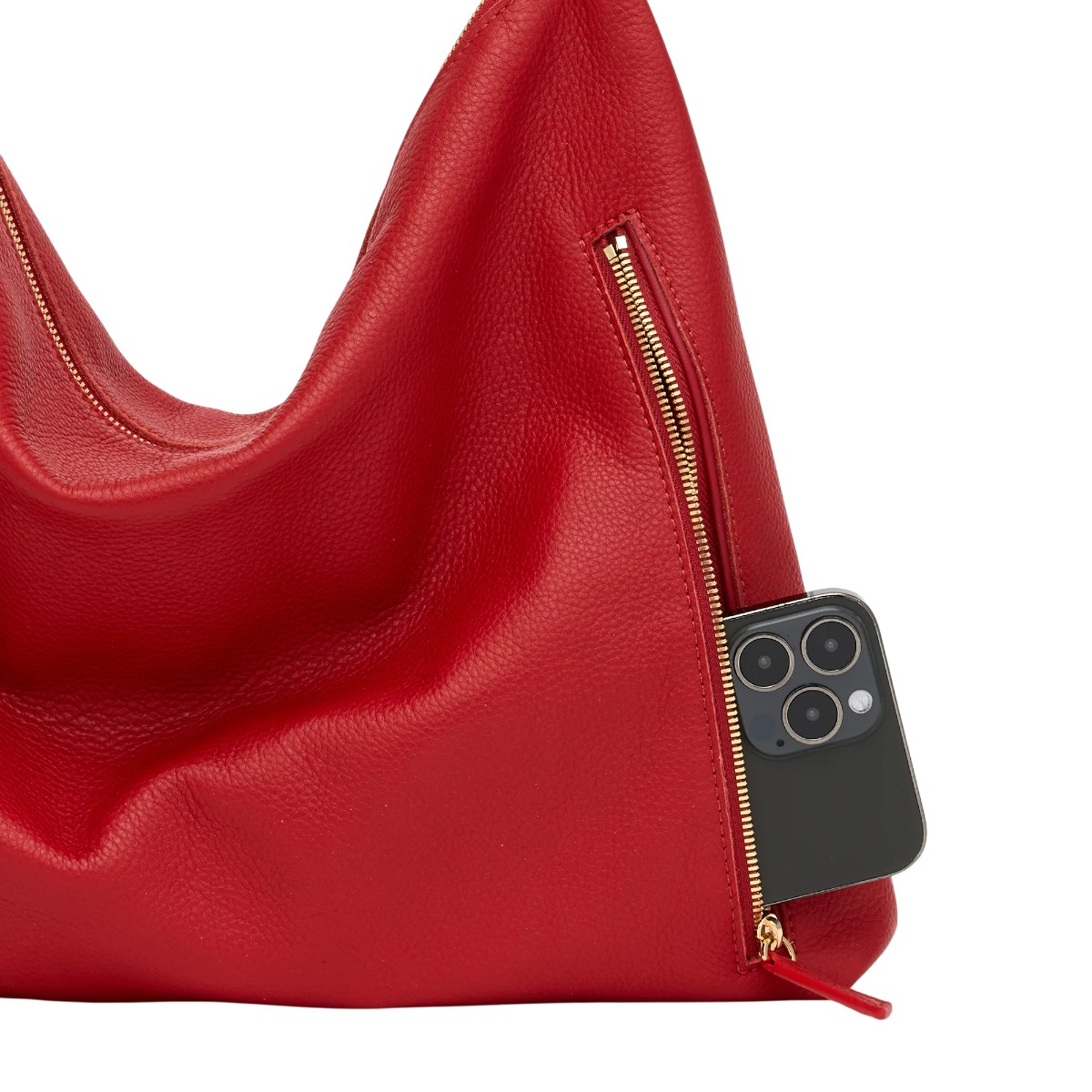 Hammitt Kyle Large Shoulder Bag, Chili Red and Yellow Gold Tone Hardware