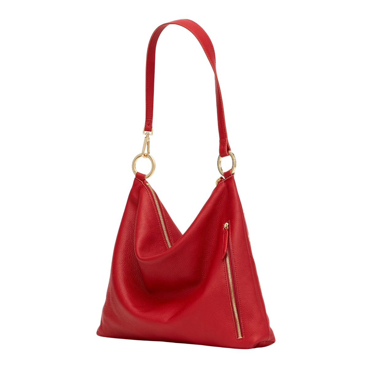 Hammitt Kyle Large Shoulder Bag, Chili Red and Yellow Gold Tone Hardware