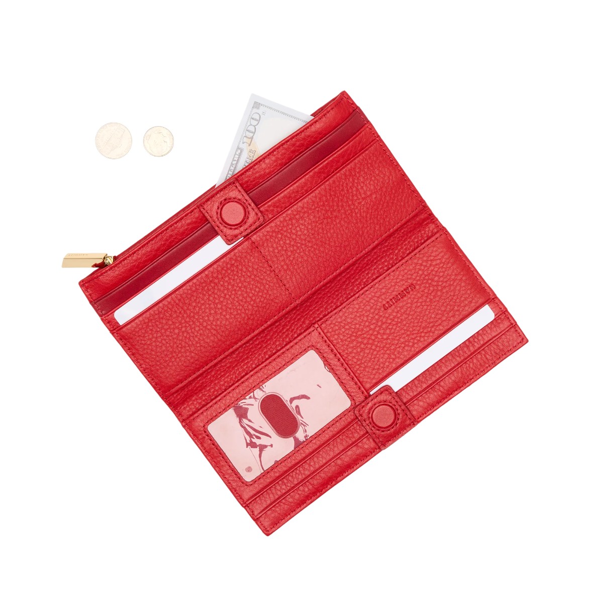 Hammitt 110 North Wallet, Chili Red and Yellow Gold Tone Hardware