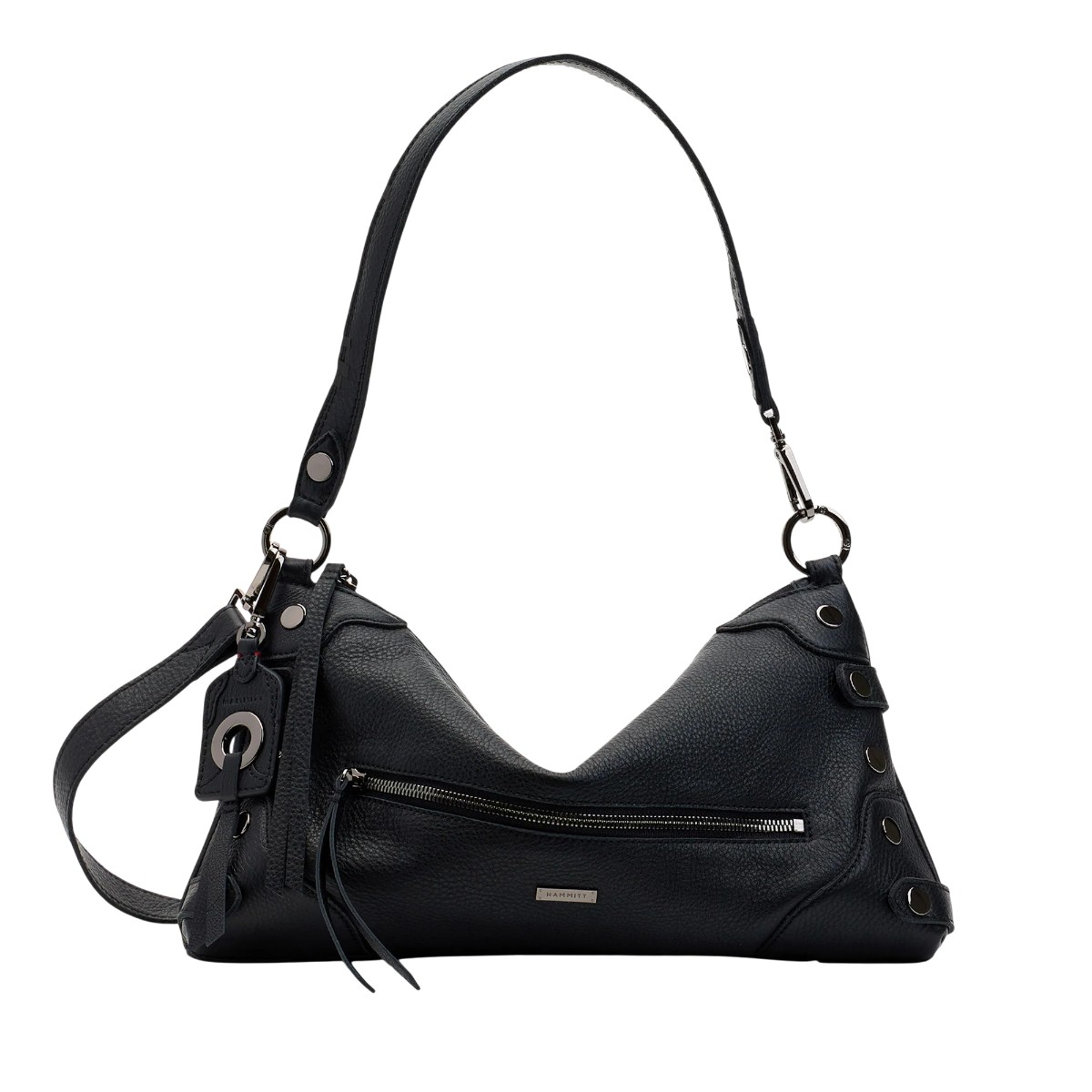 Hammitt Kyle Medium Shoulder Bag, Moto Black and Gunmetal Hardware