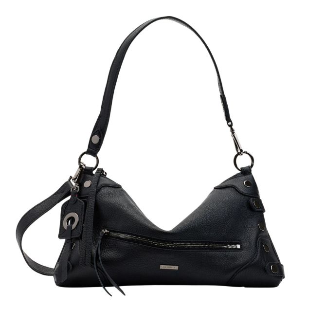 Hammitt Kyle Medium Shoulder Bag, Moto Black and Gunmetal Hardware