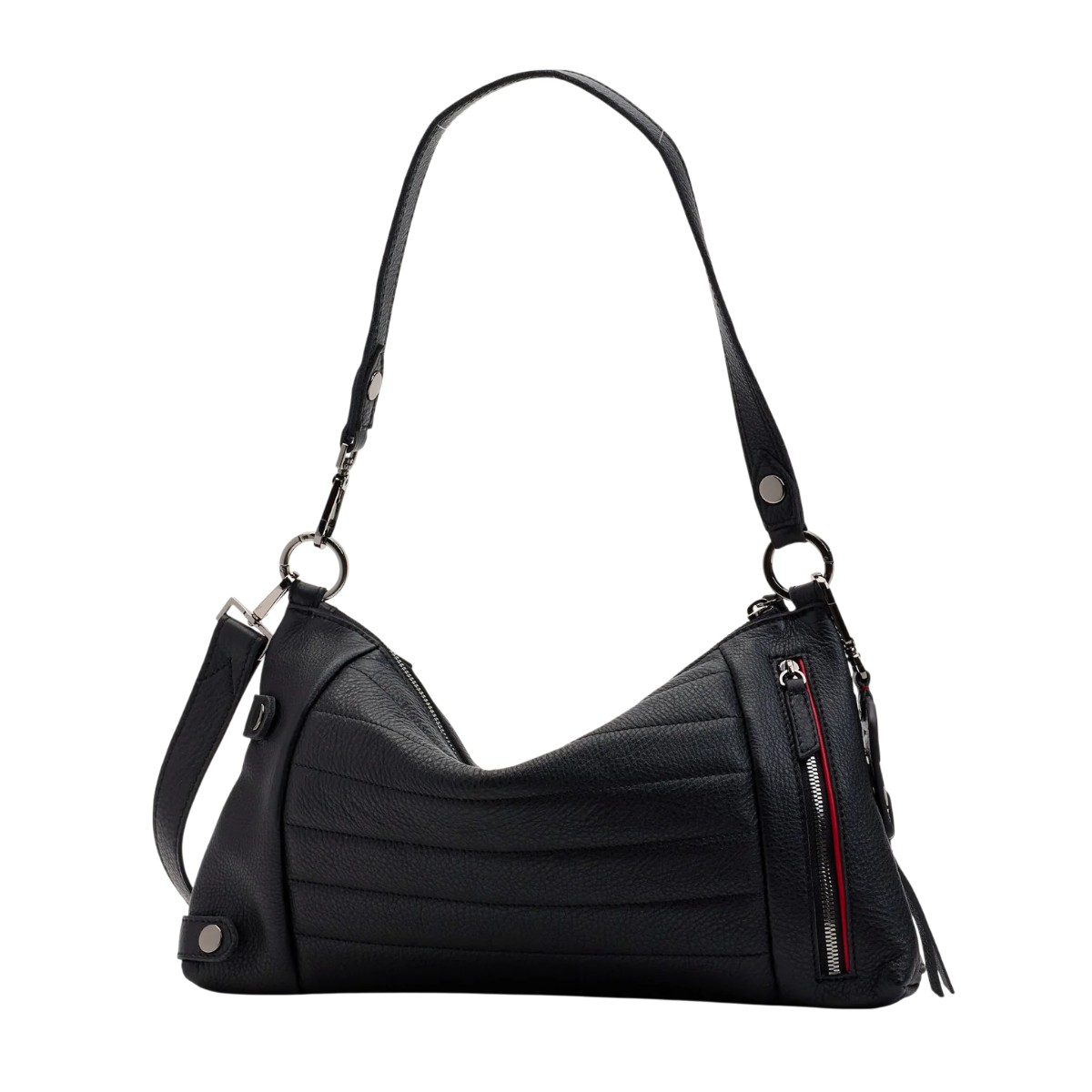 Hammitt Kyle Medium Shoulder Bag, Moto Black and Gunmetal Hardware