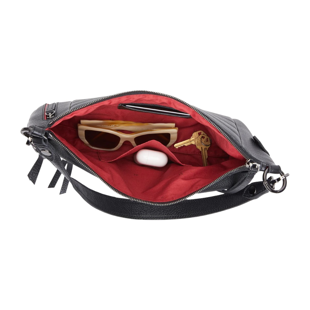 Hammitt Kyle Medium Shoulder Bag, Moto Black and Gunmetal Hardware