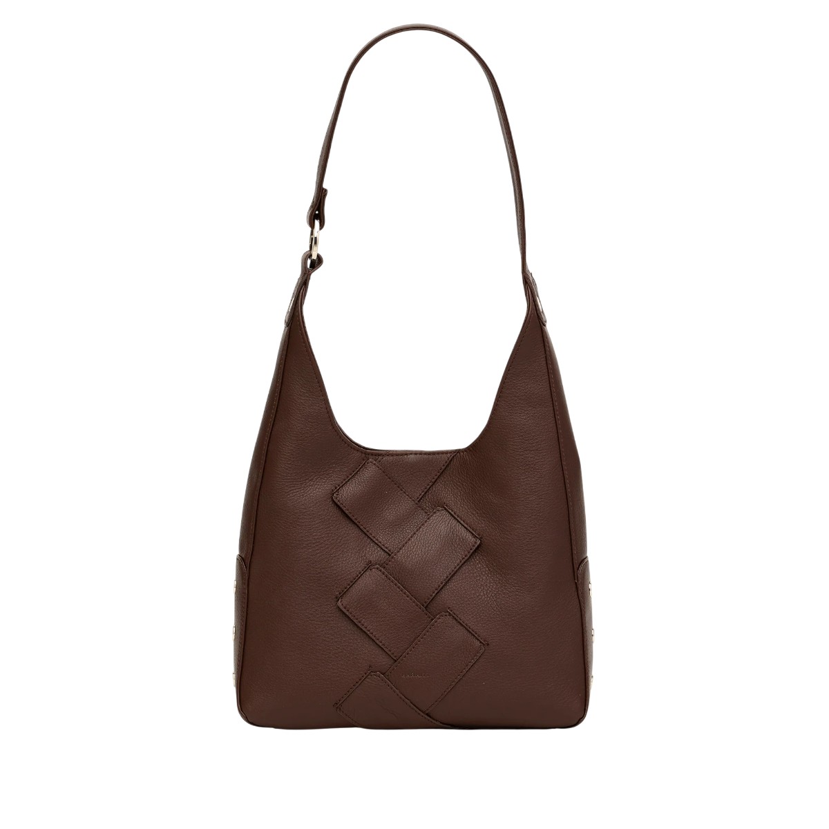 Hammitt Tim Medium Shoulder Bag, Espresso Pebble Weave and Silver Hardware