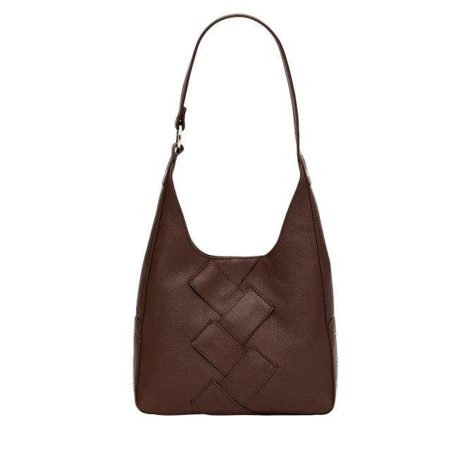 Hammitt Tim Medium Shoulder Bag, Espresso Pebble Weave and Silver Hardware