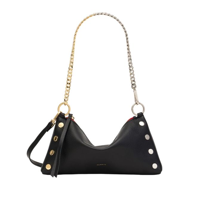 Hammitt Kyle Revival Small Shoulder Bag, Black Press and Yellow Gold Tone / Silver Hardware