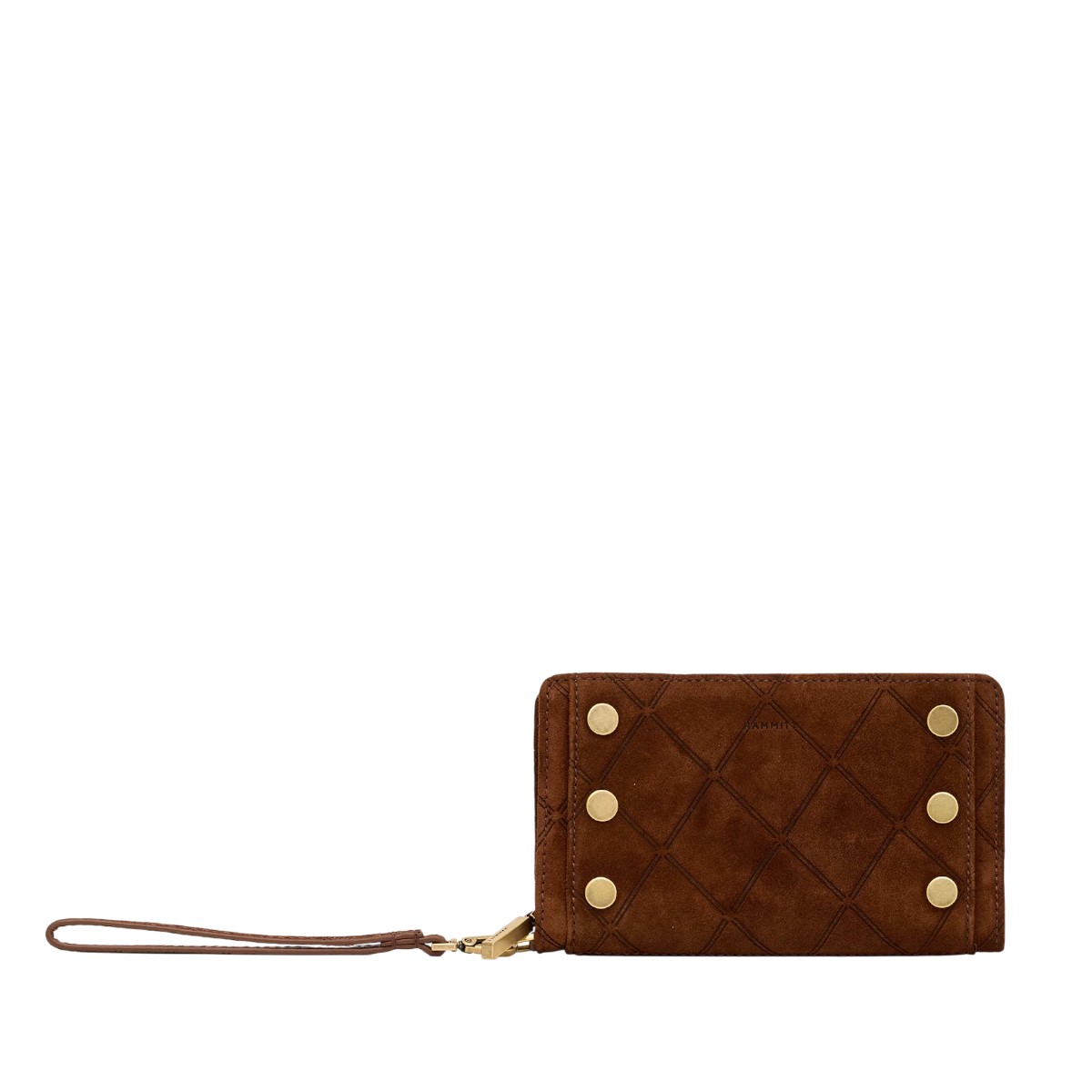 Hammitt Bryant Wallet, Chocolate Diamond Suede and Antique Yellow Gold Tone Hardware