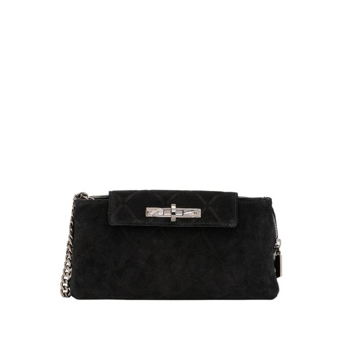 Hammitt Charlotte Small Clutch Bag, Noir Diamond Suede and Gunmetal Hardware