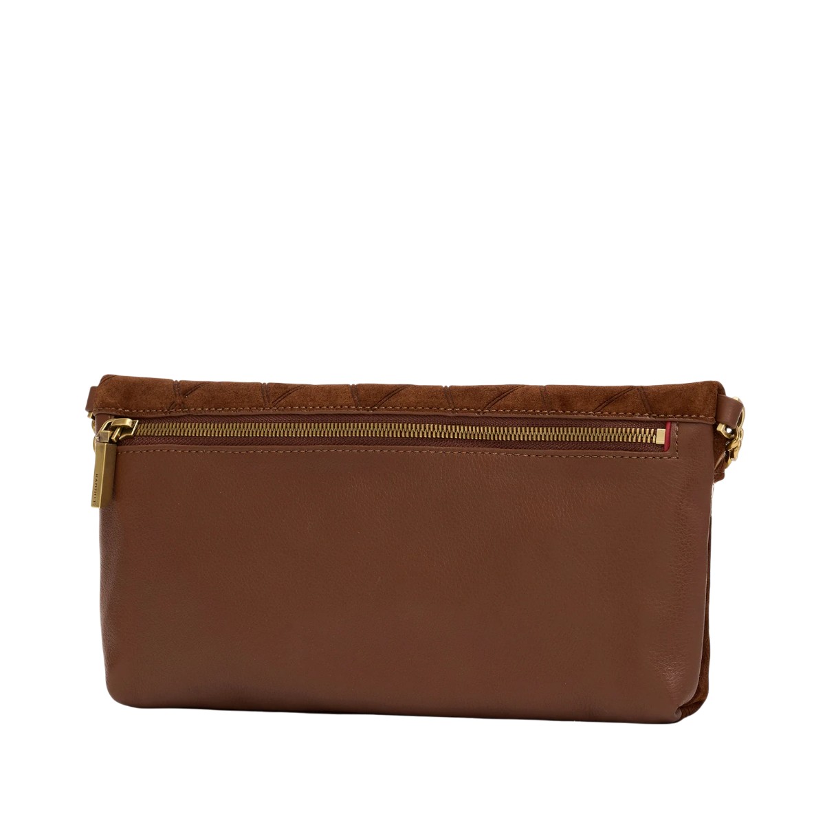 Hammitt Invitation Clutch Bag, Chocolate Diamond Suede and Antique Yellow Gold Tone Hardware