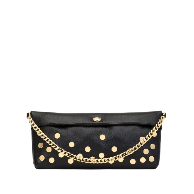 Hammitt Invitation Clutch Bag, Falling Rivets and Yellow Gold Tone Hardware