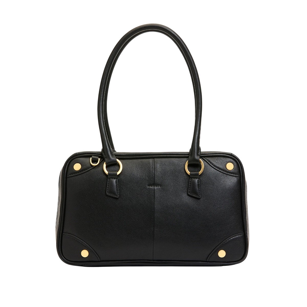 Hammitt Meredith Medium Top Handle Bag, Black and Brushed Yellow Gold Tone Hardware