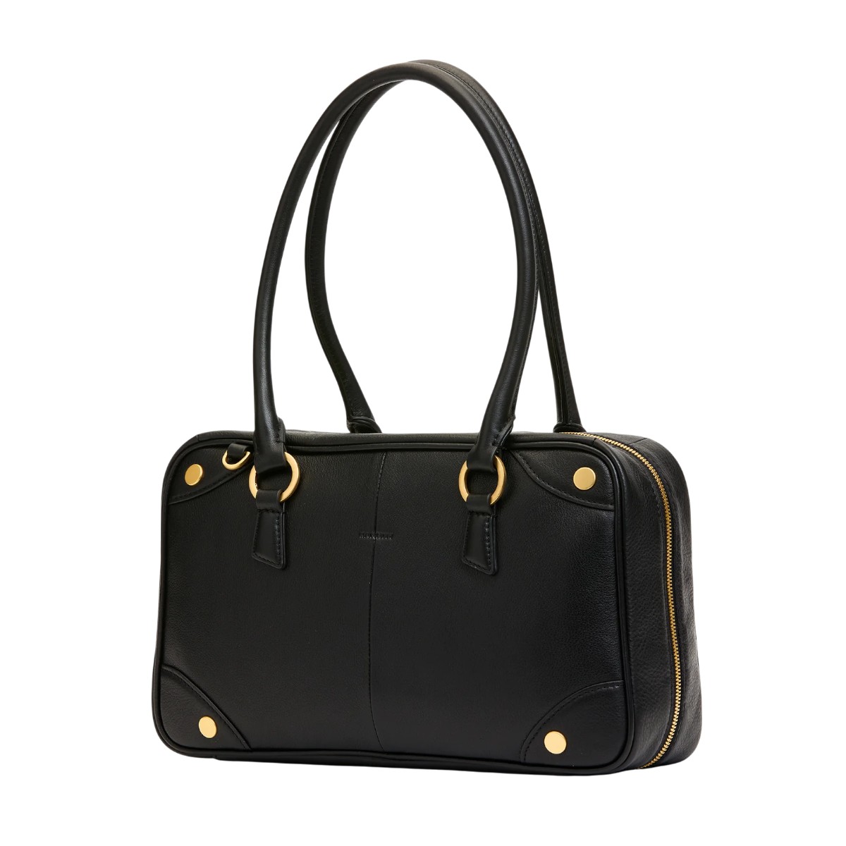 Hammitt Meredith Medium Top Handle Bag, Black and Brushed Yellow Gold Tone Hardware
