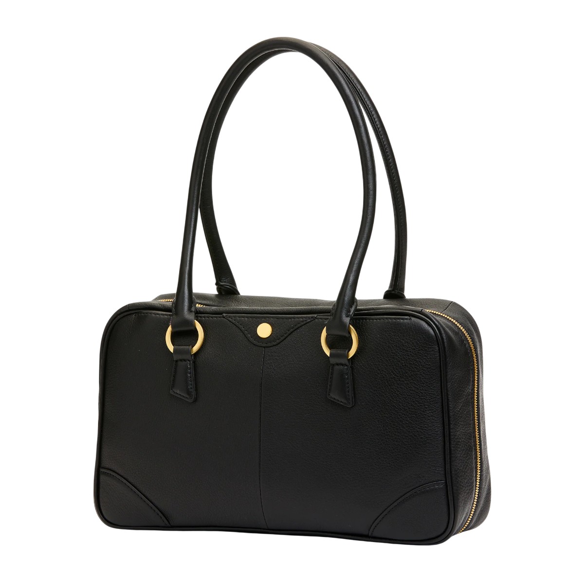 Hammitt Meredith Medium Top Handle Bag, Black and Brushed Yellow Gold Tone Hardware