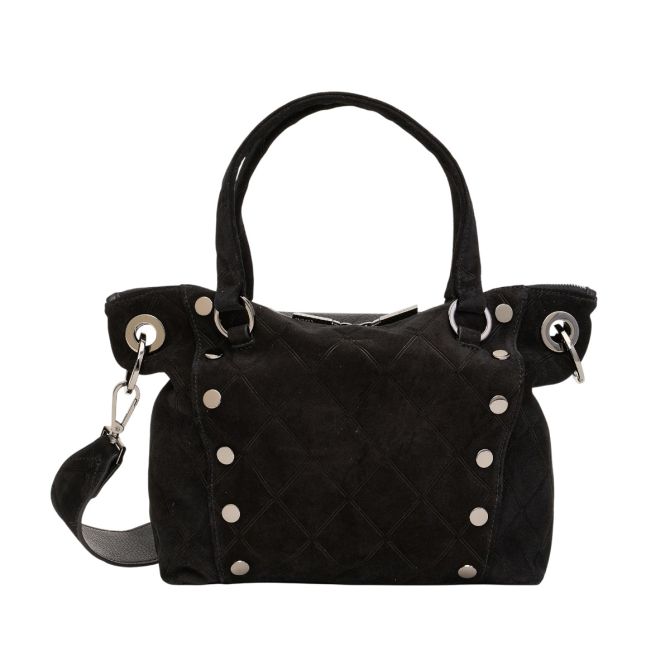 Hammitt Daniel Top Handle Bag, Noir Diamond Suede and Gunmetal Hardware