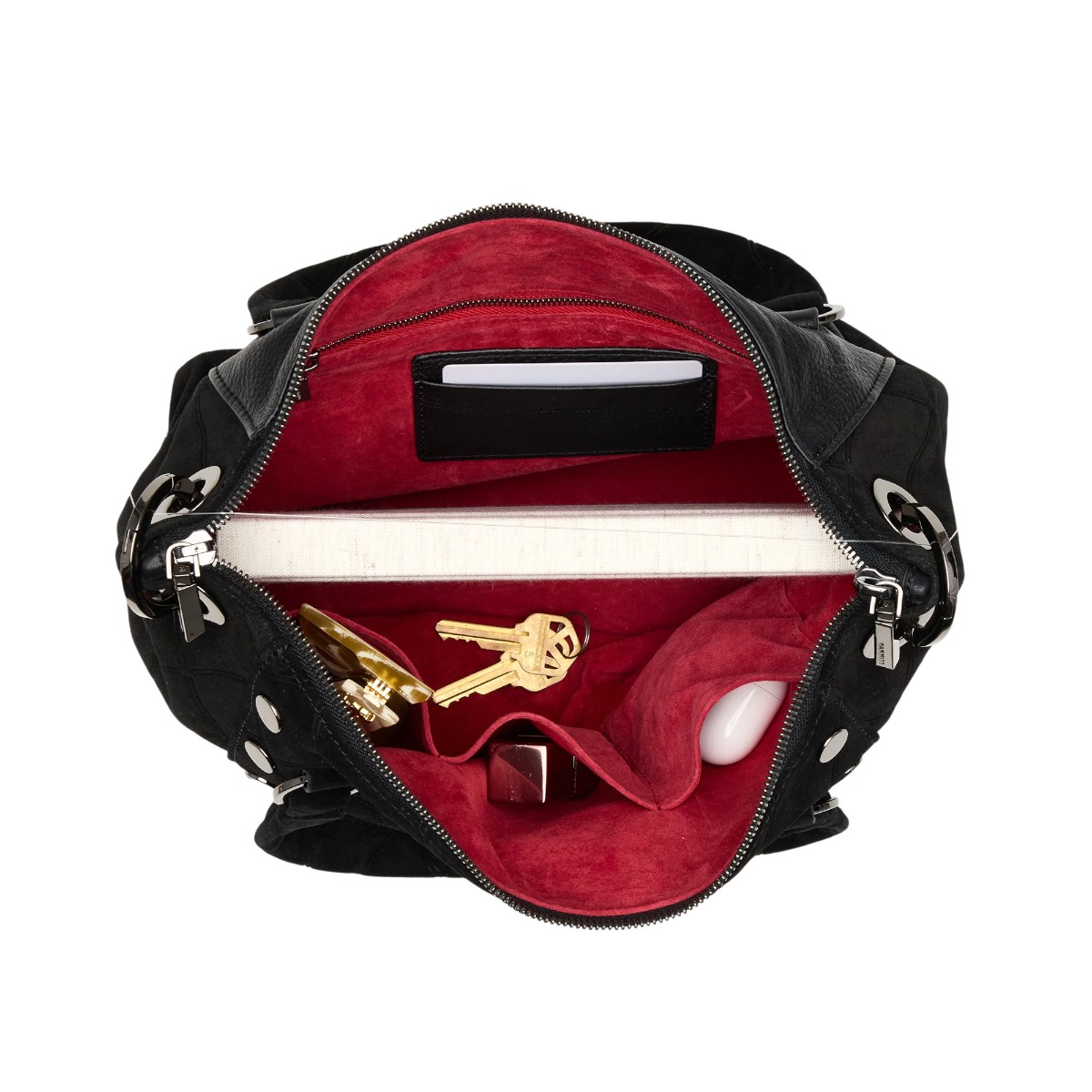 Hammitt Daniel Top Handle Bag, Noir Diamond Suede and Gunmetal Hardware