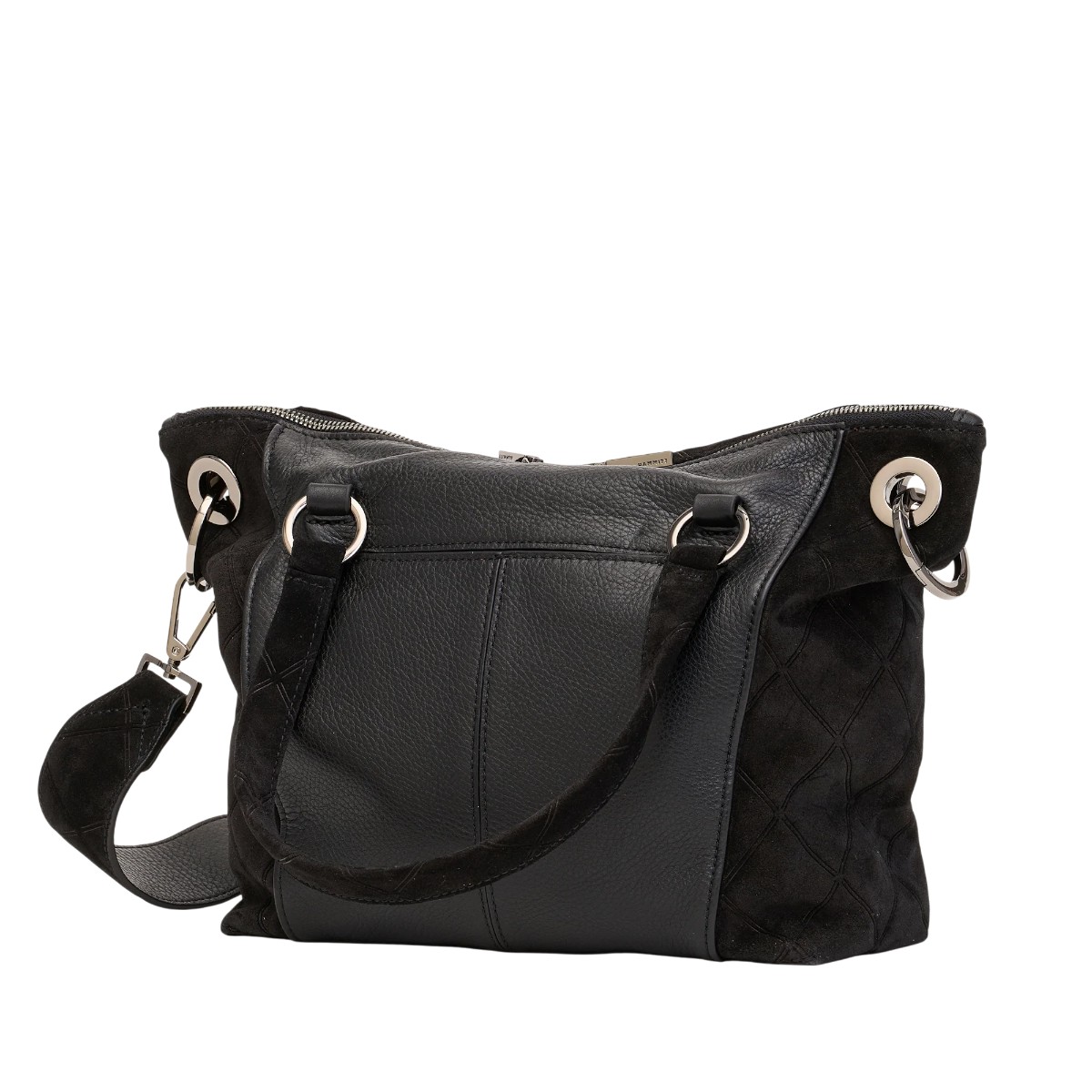 Hammitt Daniel Top Handle Bag, Noir Diamond Suede and Gunmetal Hardware